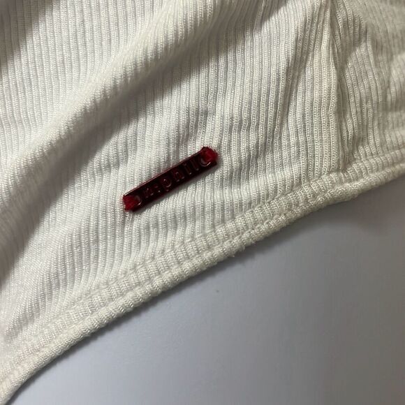 Revolve nPhilanthropy White Ribbed Prince Tank Thong Bodysuit Ruched Side Med NW - Picture 6 of 12